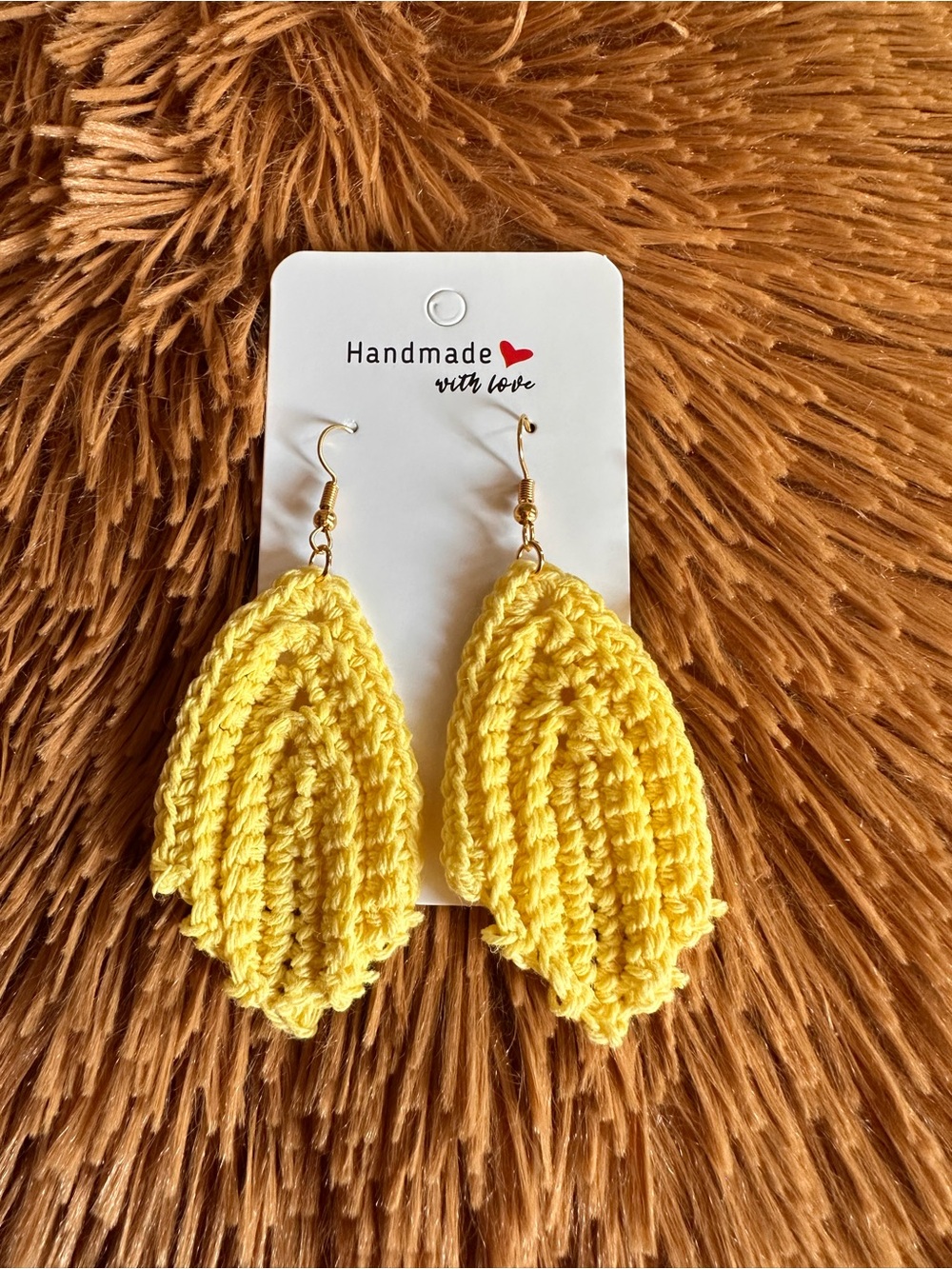 Yellow Crochet Leaf Earrings - Lightweight Women’s Accessories
